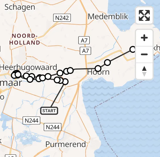 Vlucht Politiehelikopter PH-PXA van Westbeemster naar Bovenkarspel op woensdag 14 mei 2025 9:12