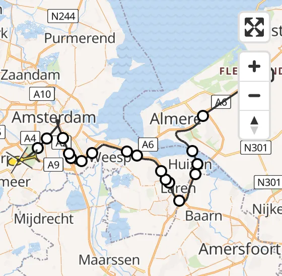 Vlucht Politiehelikopter PH-PXA van Lelystad naar Amstelveen op woensdag 14 mei 2025 9:52