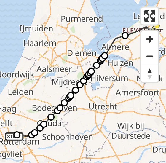 Vlucht Traumahelikopter PH-TTR van Rotterdam The Hague Airport naar Lelystad op woensdag 14 mei 2025 9:53
