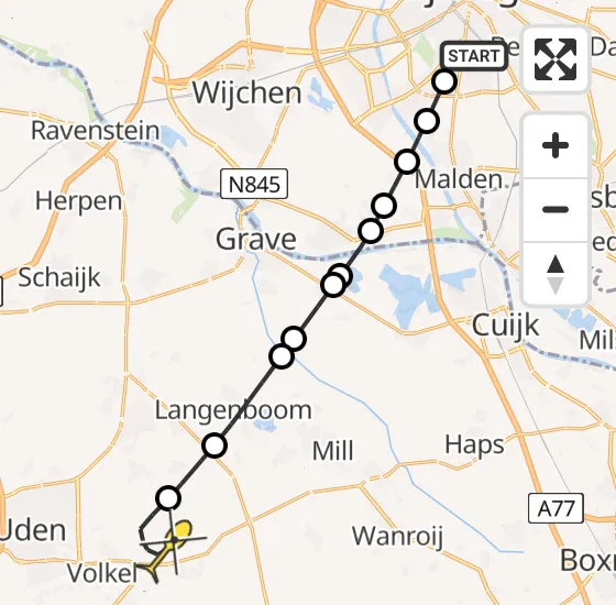 Vlucht Traumahelikopter PH-LLN van Radboud Universitair Medisch Centrum naar Vliegbasis Volkel op woensdag 14 mei 2025 9:59