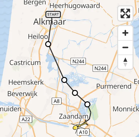 Vlucht Traumahelikopter PH-DOC van Alkmaar naar Zaandam op woensdag 14 mei 2025 14:58