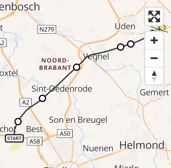 Vlucht Politiehelikopter PH-PXC van Oirschot naar Vliegbasis Volkel op woensdag 14 mei 2025 17:08