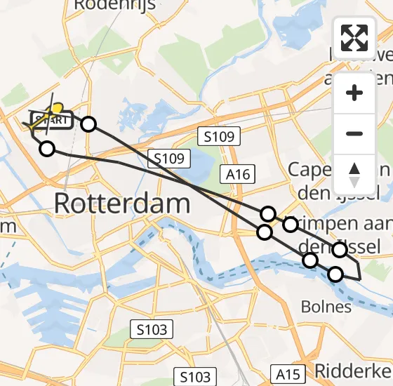 Vlucht Traumahelikopter PH-UMC van Rotterdam The Hague Airport naar Rotterdam The Hague Airport op woensdag 14 mei 2025 17:48