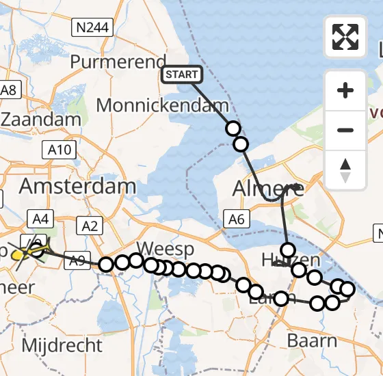 Vlucht Politiehelikopter PH-PXA van Volendam naar Amstelveen op woensdag 14 mei 2025 21:04