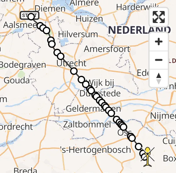 Vlucht Politiehelikopter PH-PXC van Schiphol naar Vliegbasis Volkel op woensdag 14 mei 2025 21:43