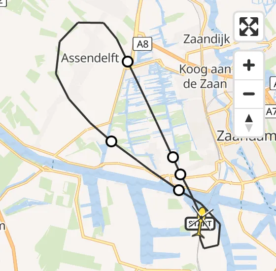 Vlucht Traumahelikopter PH-DOC van Amsterdam Heliport naar Amsterdam Heliport op woensdag 14 mei 2025 22:47