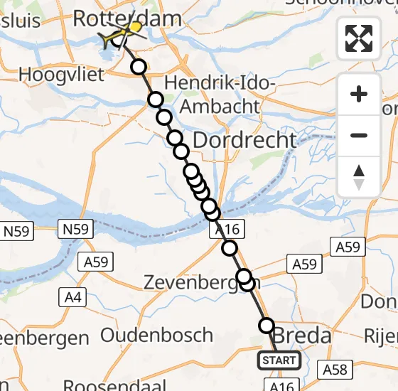 Vlucht Traumahelikopter PH-LLN van Breda naar Erasmus MC op woensdag 14 mei 2025 23:50