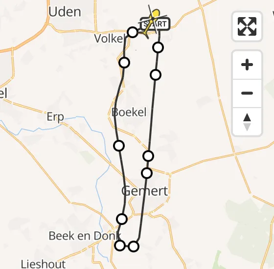 Vlucht Traumahelikopter PH-LLN van Vliegbasis Volkel naar Vliegbasis Volkel op donderdag 15 mei 2025 9:46