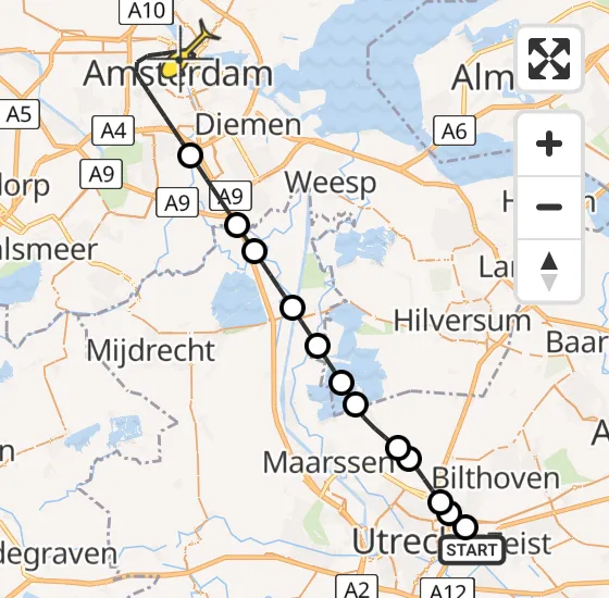 Vlucht Traumahelikopter PH-DOC van Universitair Medisch Centrum Utrecht naar Amsterdam op donderdag 15 mei 2025 10:32