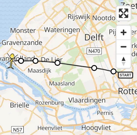 Vlucht Traumahelikopter PH-UMC van Rotterdam The Hague Airport naar Hoek van Holland op donderdag 15 mei 2025 12:48