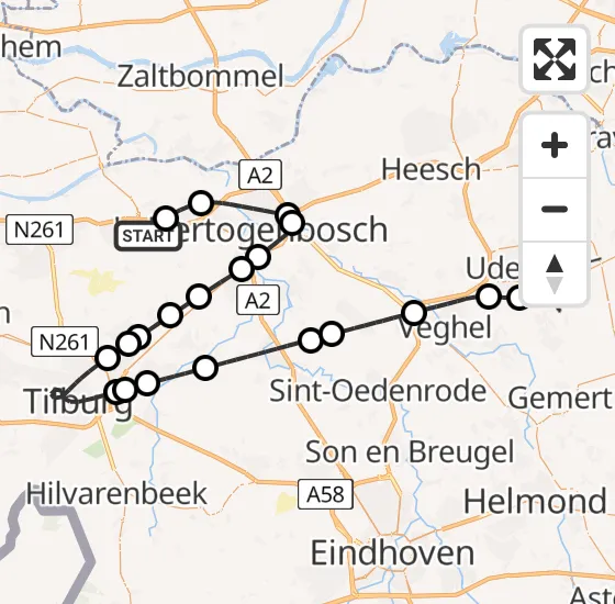 Vlucht Traumahelikopter PH-LLN van Nieuwkuijk naar Vliegbasis Volkel op donderdag 15 mei 2025 18:54