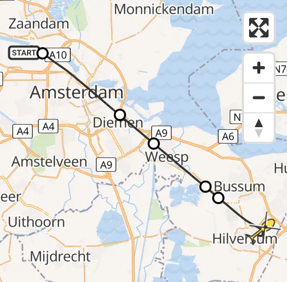 Vlucht Traumahelikopter PH-DOC van Amsterdam Heliport naar Hilversum op vrijdag 16 mei 2025 0:48