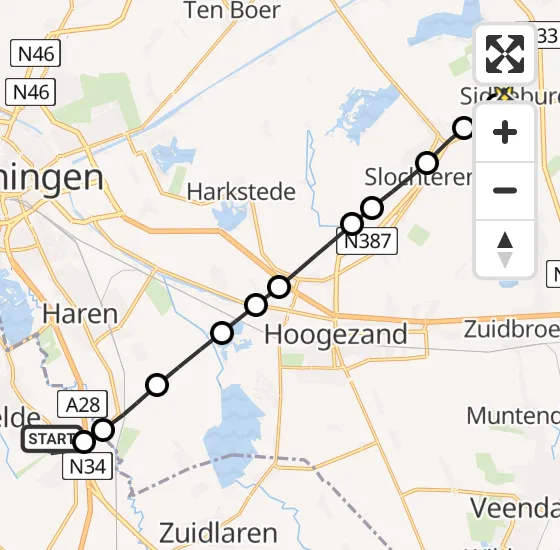 Vlucht Traumahelikopter PH-HVB van Groningen Airport Eelde naar Siddeburen op vrijdag 16 mei 2025 15:32