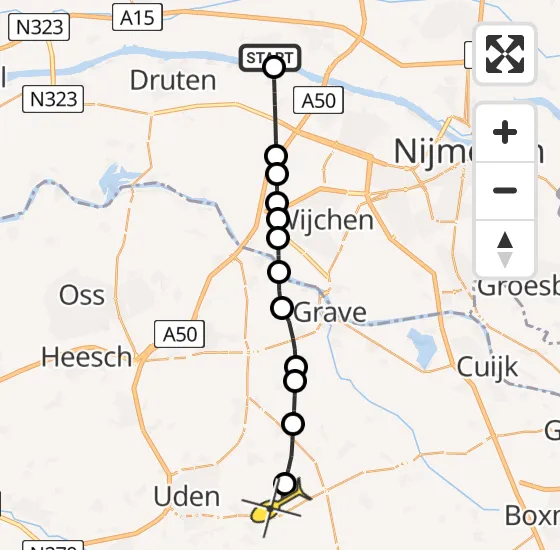 Vlucht Traumahelikopter PH-LLN van Dodewaard naar Vliegbasis Volkel op zondag 18 mei 2025 17:47