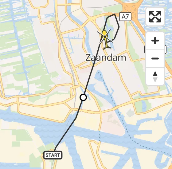 Vlucht Traumahelikopter PH-DOC van Amsterdam Heliport naar Zaandam op maandag 19 mei 2025 10:12