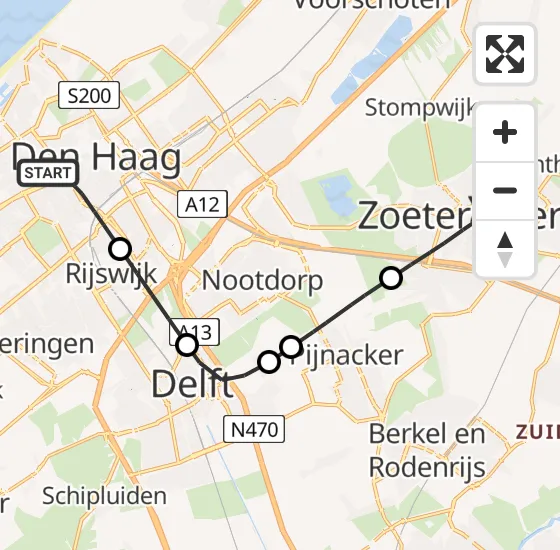 Vlucht Traumahelikopter PH-UMC van Den Haag naar Zoetermeer op maandag 19 mei 2025 11:28