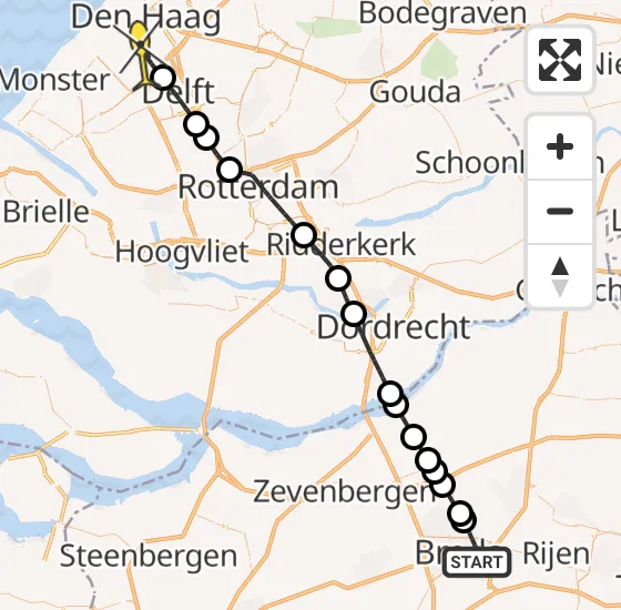 Vlucht Traumahelikopter PH-UMC van Breda naar Rijswijk op maandag 19 mei 2025 13:44