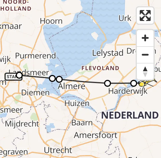 Vlucht Traumahelikopter PH-DOC van Amsterdam Heliport naar Nunspeet op maandag 19 mei 2025 17:30