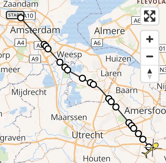 Vlucht Traumahelikopter PH-DOC van Amsterdam Heliport naar Maarsbergen op maandag 19 mei 2025 21:14