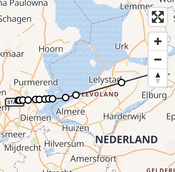 Vlucht Traumahelikopter PH-DOC van Amsterdam Heliport naar Kampen op dinsdag 20 mei 2025 3:04