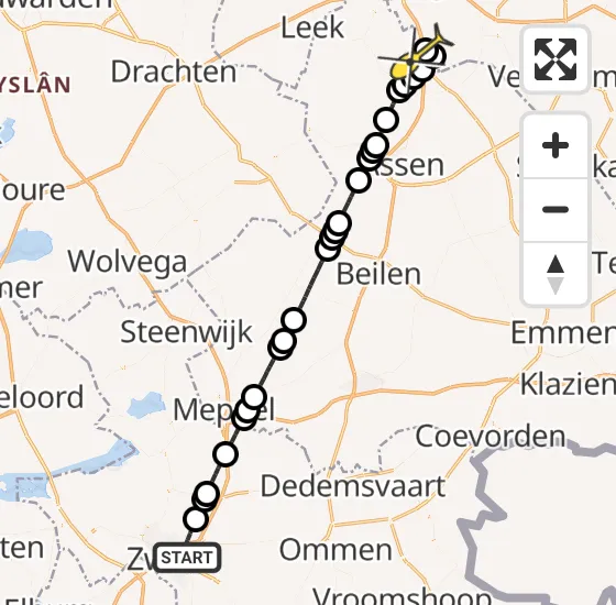 Vlucht Traumahelikopter PH-HVB van Zwolle naar Groningen Airport Eelde op dinsdag 20 mei 2025 8:50