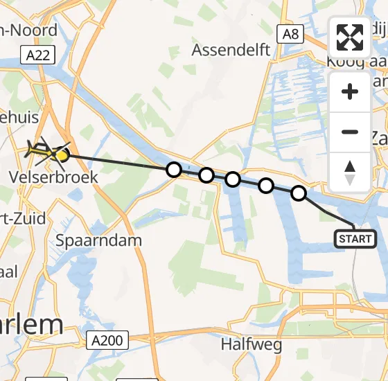 Vlucht Traumahelikopter PH-DOC van Amsterdam Heliport naar Velserbroek op dinsdag 20 mei 2025 9:07
