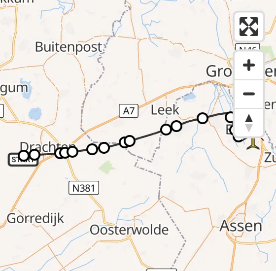 Vlucht Traumahelikopter PH-HVB van Boornbergum naar Groningen Airport Eelde op dinsdag 20 mei 2025 15:38