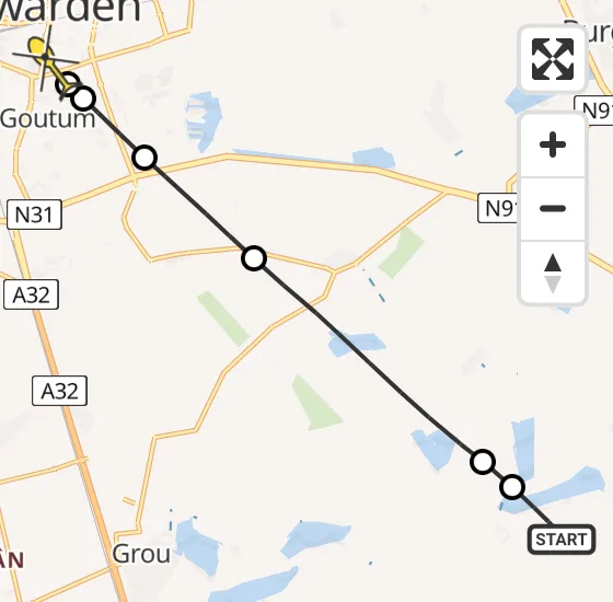 Vlucht Traumahelikopter PH-MAA van De Veenhoop naar Leeuwarden op woensdag 21 mei 2025 15:14