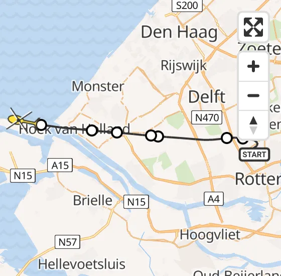 Vlucht Kustwachthelikopter PH-SAR van Rotterdam The Hague Airport naar Maasvlakte op donderdag 22 mei 2025 13:20