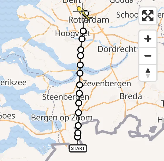 Vlucht Traumahelikopter PH-UMC van Putte naar Rotterdam The Hague Airport op donderdag 22 mei 2025 20:14