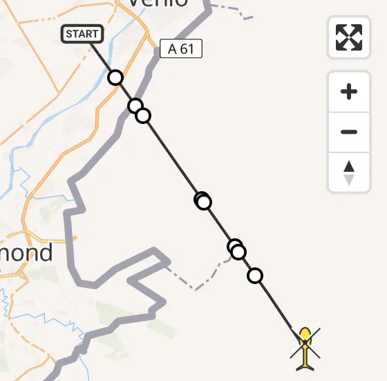 Vlucht Traumahelikopter PH-TTR van Baarlo naar Wegberg op vrijdag 23 mei 2025 10:03