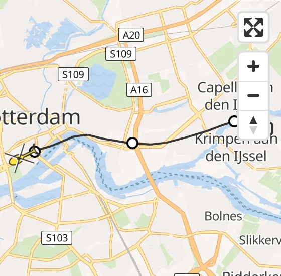 Vlucht Traumahelikopter PH-UMC van Krimpen aan den IJssel naar Erasmus MC op vrijdag 23 mei 2025 10:42