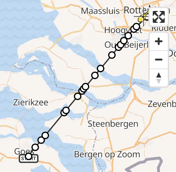 Vlucht Traumahelikopter PH-DOC van Goes naar Erasmus MC op vrijdag 23 mei 2025 21:08