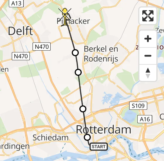 Vlucht Traumahelikopter PH-DOC van Erasmus MC naar Pijnacker op vrijdag 23 mei 2025 22:12