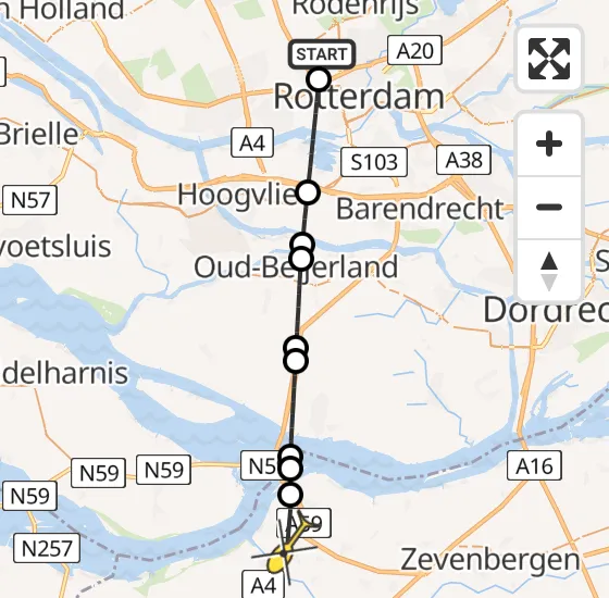 Vlucht Traumahelikopter PH-UMC van Rotterdam The Hague Airport naar Heijningen op zaterdag 24 mei 2025 5:45