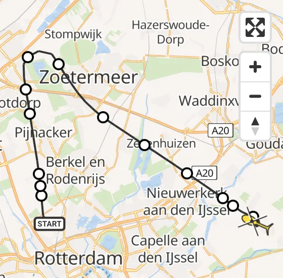 Vlucht Traumahelikopter PH-UMC van Rotterdam The Hague Airport naar Berkenwoude op zaterdag 24 mei 2025 20:22