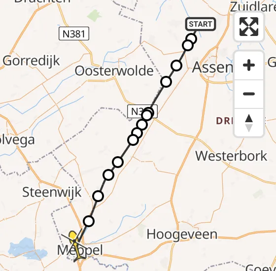 Vlucht Traumahelikopter PH-MAA van Zeijen naar Meppel op zondag 25 mei 2025 10:38