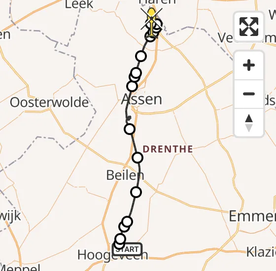 Vlucht Traumahelikopter PH-MAA van Vliegveld Hoogeveen naar Groningen Airport Eelde op zondag 25 mei 2025 11:49
