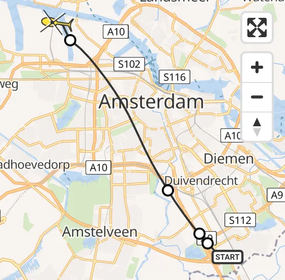 Vlucht Traumahelikopter PH-DOC van Academisch Medisch Centrum (AMC) naar Amsterdam Heliport op zondag 25 mei 2025 14:56