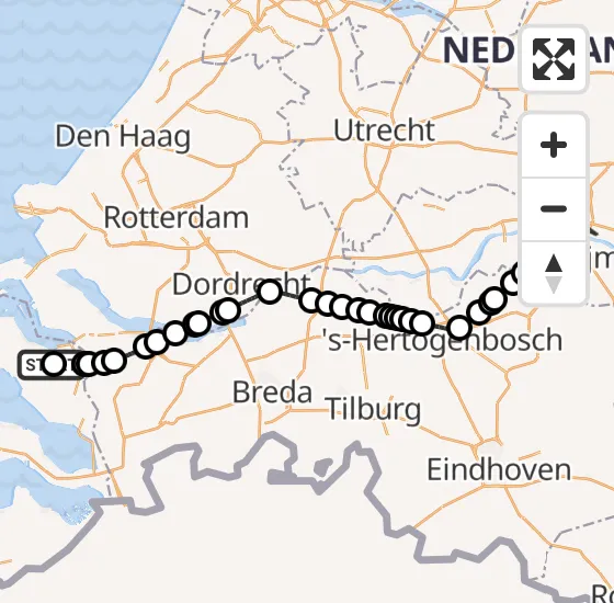 Vlucht Traumahelikopter PH-LLN van Bruinisse naar Deest op zondag 25 mei 2025 17:54