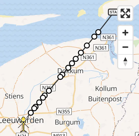 Vlucht Ambulancehelikopter PH-HOW van Schiermonnikoog naar Leeuwarden op maandag 26 mei 2025 1:25