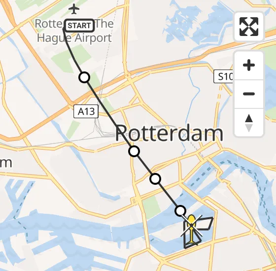 Vlucht Traumahelikopter PH-UMC van Rotterdam The Hague Airport naar Rotterdam op maandag 26 mei 2025 6:44