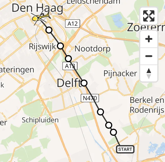 Vlucht Traumahelikopter PH-UMC van Rotterdam The Hague Airport naar Den Haag op dinsdag 27 mei 2025 19:43