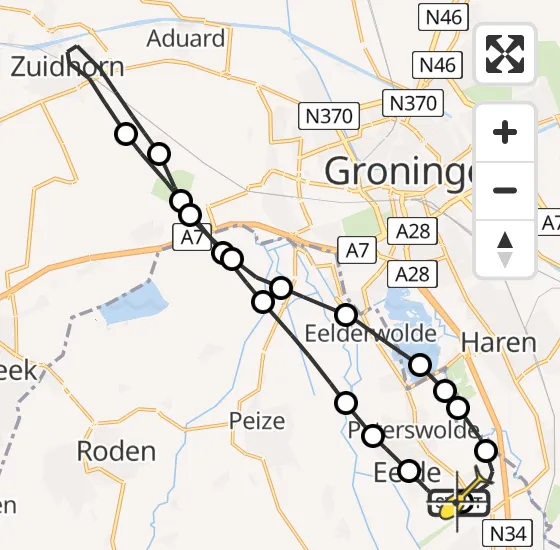 Vlucht Traumahelikopter PH-MAA van Groningen Airport Eelde naar Groningen Airport Eelde op dinsdag 27 mei 2025 20:14