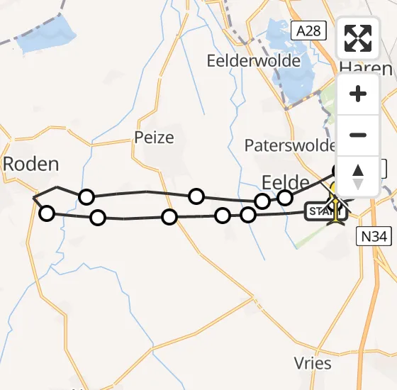 Vlucht Traumahelikopter PH-MAA van Groningen Airport Eelde naar Groningen Airport Eelde op woensdag 28 mei 2025 14:33