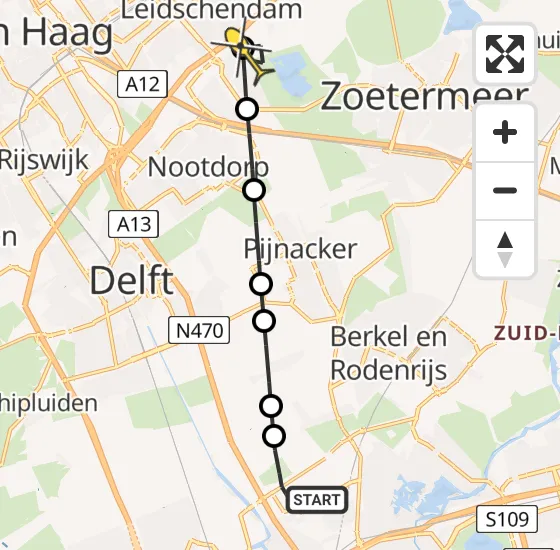 Vlucht Traumahelikopter PH-UMC van Rotterdam The Hague Airport naar Leidschendam op woensdag 28 mei 2025 17:19