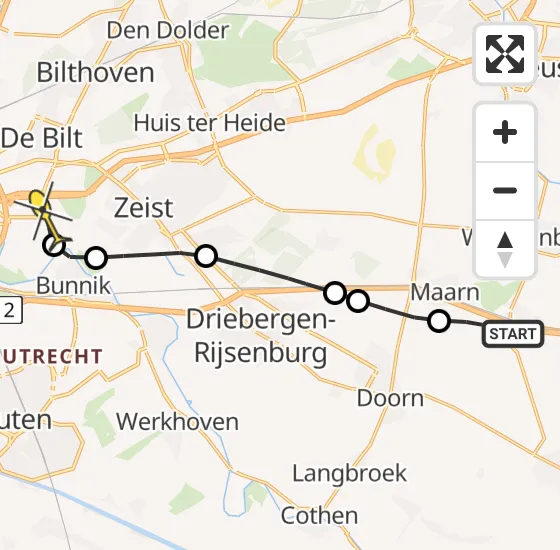 Vlucht Traumahelikopter PH-DOC van Maarsbergen naar Universitair Medisch Centrum Utrecht op woensdag 28 mei 2025 21:58