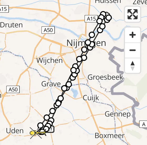 Vlucht Traumahelikopter PH-LLN van Volkel naar Vliegbasis Volkel op woensdag 28 mei 2025 22:04