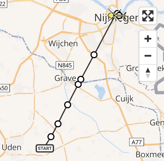 Vlucht Traumahelikopter PH-LLN van Vliegbasis Volkel naar Nijmegen op woensdag 28 mei 2025 22:45