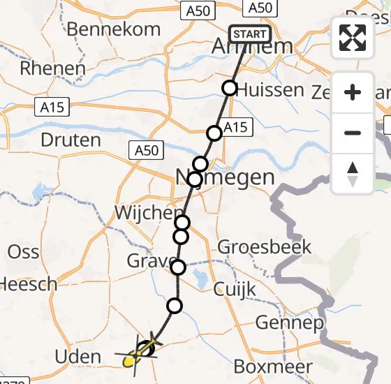 Vlucht Traumahelikopter PH-LLN van Arnhem naar Volkel op donderdag 29 mei 2025 11:11